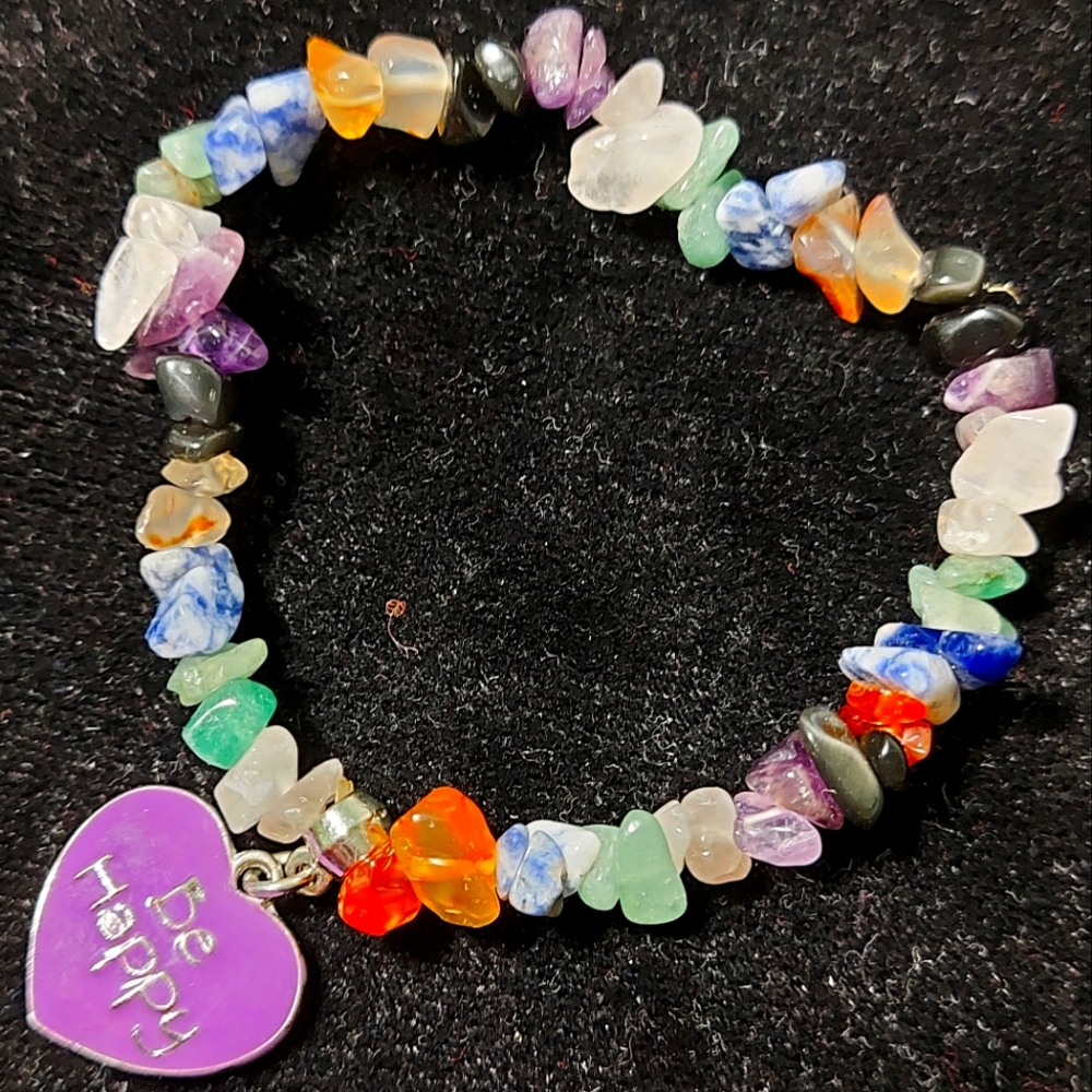 4 for $25- Tumbled Gemstone Braclet featuring Heart Charm